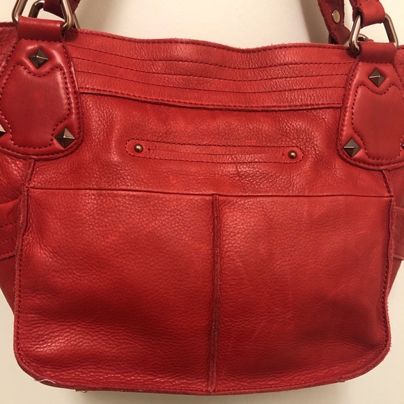 B Makowsky Red Leather ZIP Closure Bag - Picture 11 of 16